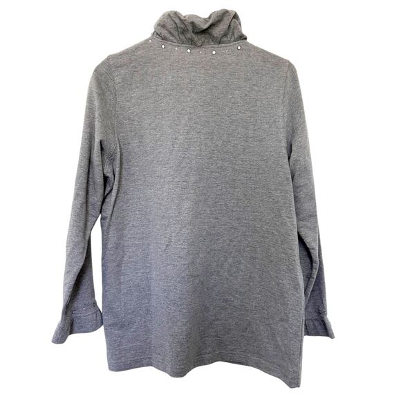 Quacker Factory Gray Gem Zipper Full Zip Sweater Sz M - Picture 6 of 6